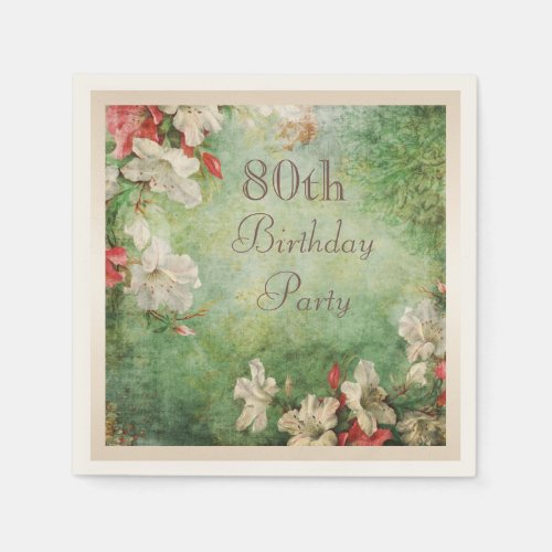 Any Age Birthday Party Shabby Chic Hibiscus Paper Napkins