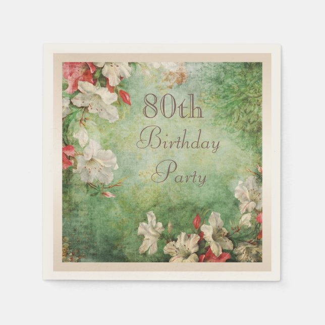 Any Age Birthday Party Shabby Chic Hibiscus Paper Napkins (Front)