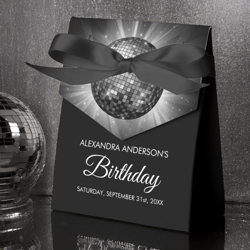 Any Age Birthday Party Silver Sparkle Disco Ball Favor Boxes