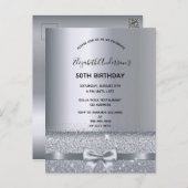 Any age birthday party silver sparkle invitation postcard (Front/Back)