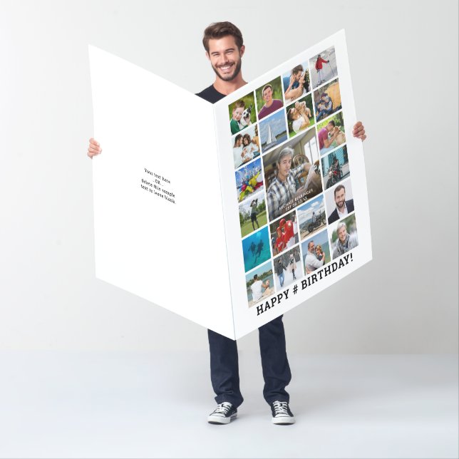 Any Age Birthday Photo Collage 22 Pictures Jumbo C Card (In Situ)