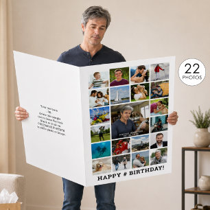Any Age Birthday Photo Collage 22 Pictures Jumbo Card