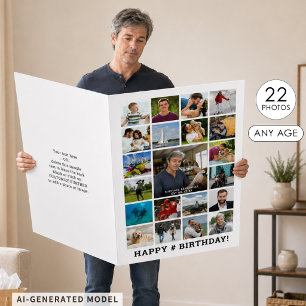 Any Age Birthday Photo Collage 22 Pictures Jumbo Card
