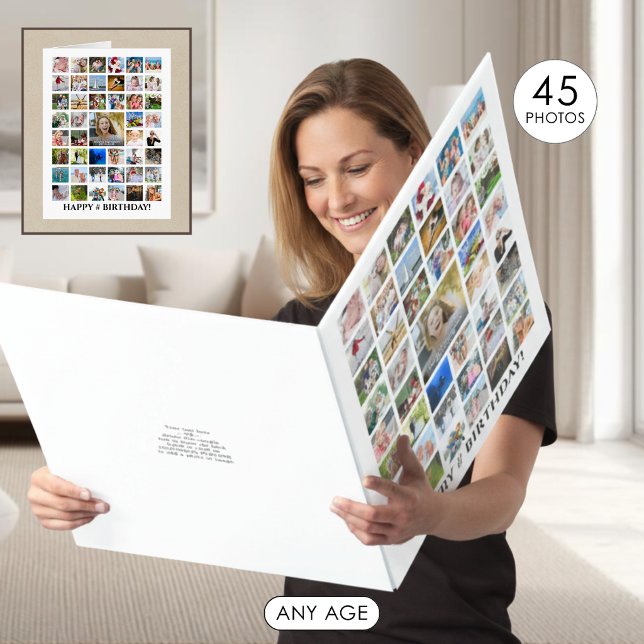 Any Age Birthday Photo Collage 45 Photos Custom Card (Creator Uploaded)