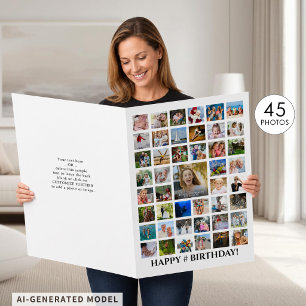 Any Age Birthday Photo Collage 45 Photos Custom Card