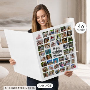 Any Age Birthday Photo Collage 46 Photos Custom Card