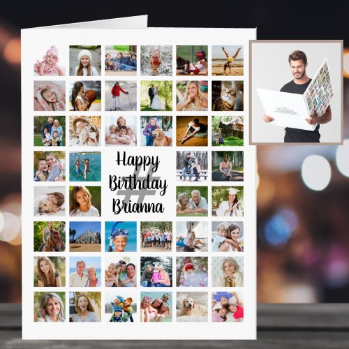 Any Age Birthday Photo Collage 46 Photos Custom Card