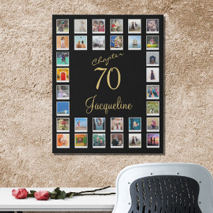 Any Age Birthday Photo Collage Faux Canvas Print