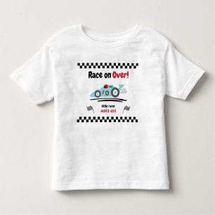 Any Age Birthday Race on Over Blue Race Car Toddler T-shirt