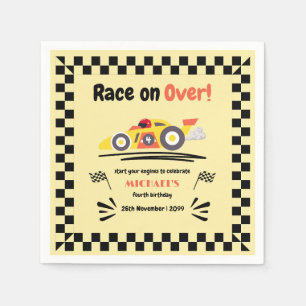 Any Age Birthday Race on Over Yellow Race Car Napkins