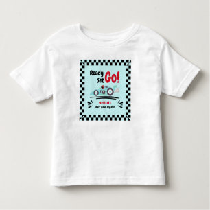 Any Age Birthday Ready Set Go Blue Race Car Toddler T-shirt