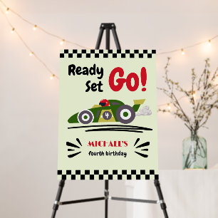Any Age Birthday Ready Set Go Green Race Car Foam Board