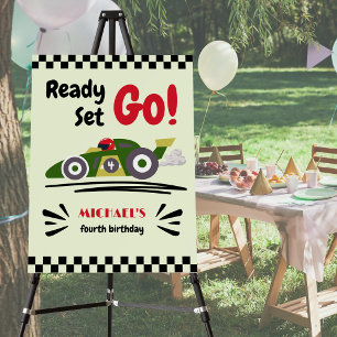 Any Age Birthday Ready Set Go Green Race Car Foam Board