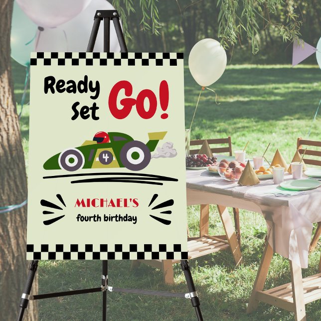 Any Age Birthday Ready Set Go Green Race Car Foam Board (Creator Uploaded)