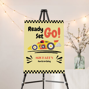 Any Age Birthday Ready Set Go Yellow Race Car Foam Board