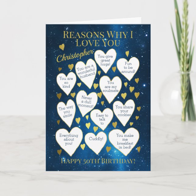 Any Age Birthday Reasons Why I Love You Card (Front)