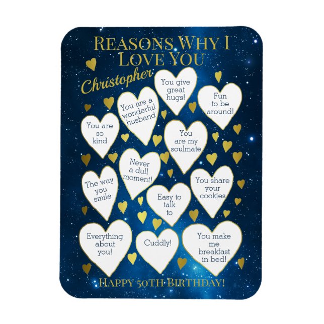 Any Age Birthday Reasons Why I Love You Magnet (Vertical)