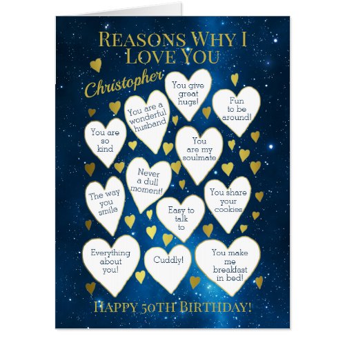 Any Age Birthday Reasons Why I Love You Oversized Card