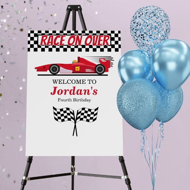 Any Age Birthday Red Formula Car Race on Over  Foam Board (Creator Uploaded)