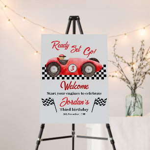 Any Age Birthday Red Race Car Ready Set Go Foam Board
