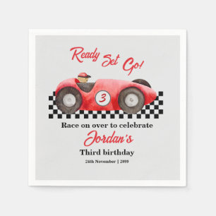 Any Age Birthday Red Race Car Ready Set Go Napkins