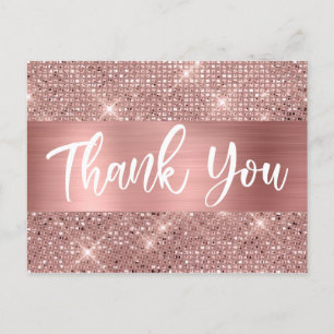 Any Age Birthday Rose Gold Thank You Postcard