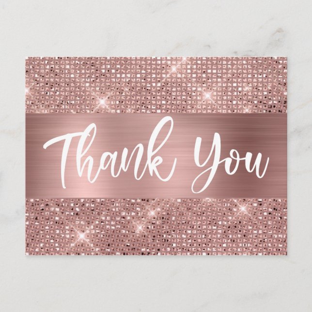Any Age Birthday Rose Gold Thank You Postcard (Front)