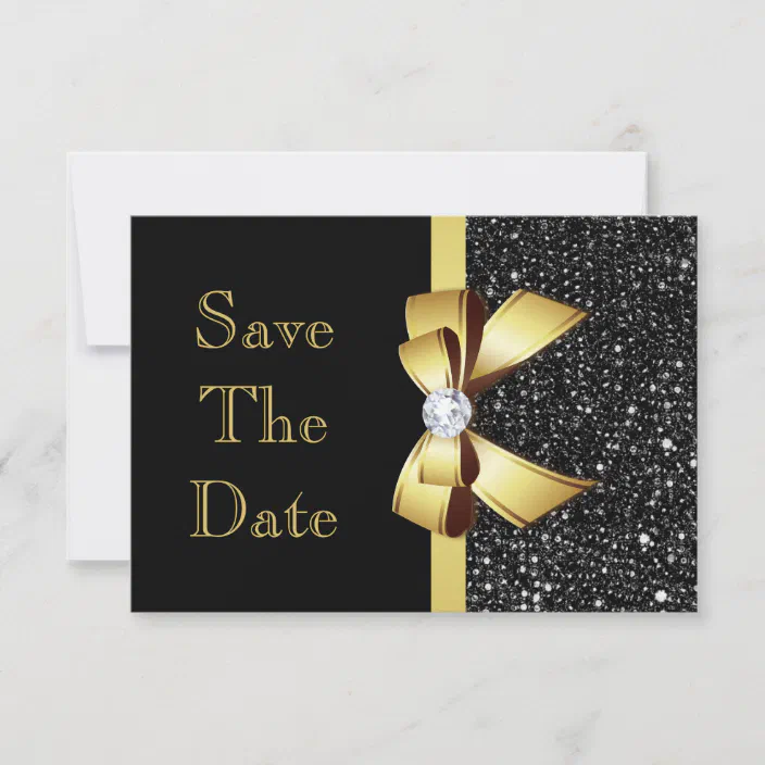 Any Age Birthday Save The Date Black And Gold Zazzle Com