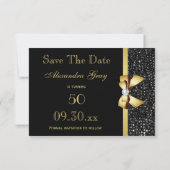 Any Age Birthday Save The Date Black and Gold (Back)