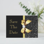 Any Age Birthday Save The Date Black and Gold (Standing Front)
