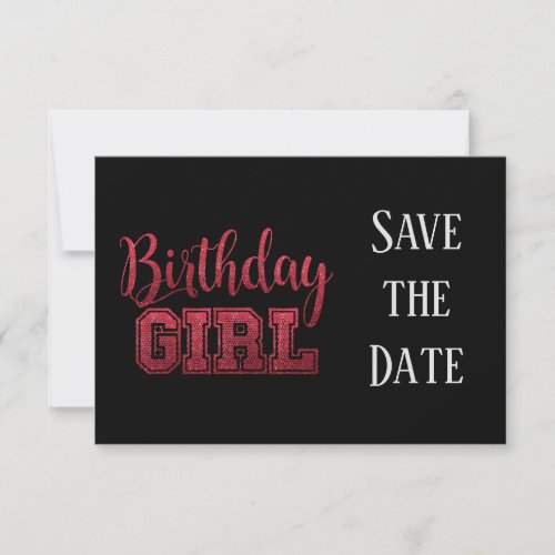 Any Age Birthday Save the Date Photo Glitter Black Announcement