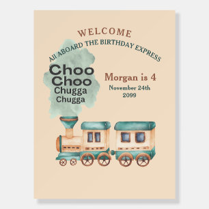 Any Age Birthday Train Party All Aboard Watercolor Foam Board