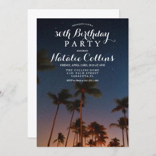 ANY AGE - Birthday Tropical Palm Tree Invitation
