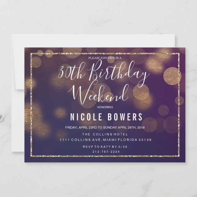 ANY AGE - Birthday Weekend Lights Invitation (Front)