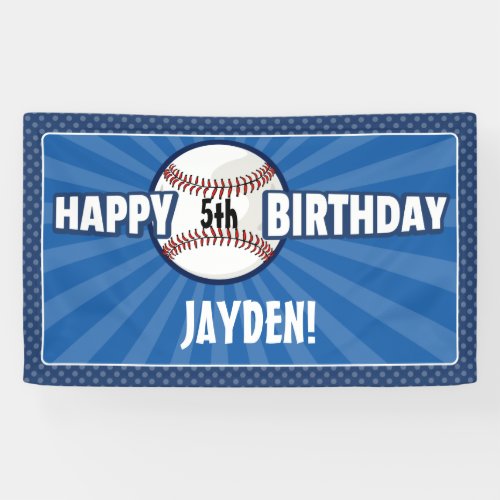 Any Age Blue Baseball Birthday Banner