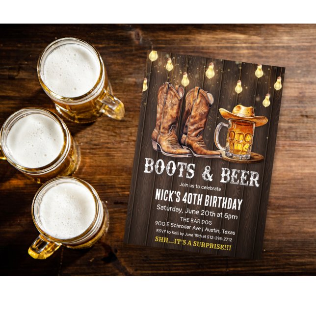 ANY AGE - Boots and Beer Birthday Invitation (Creator Uploaded)