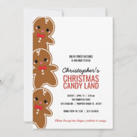 ANY AGE boy CHRISTMAS GINGERBREAD candyland party Invitation