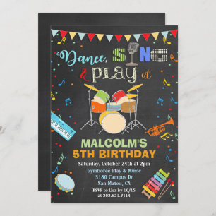 ANY AGE - Boy Music Birthday Chalk Invitation