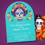 Any Age Bright Floral Sugar Skull Birthday Party   Invitation<br><div class="desc">Any Age Bright Floral Sugar Skull Birthday Party Invitation - Throw an unforgettable Dia de los Muertos themed birthday bash with these bold and vibrant sugar skull birthday invitation. Perfect for a summer birthday or fall celebration. Bright colors adorn this beautifully spooky sugar skeleton with flowers on her head. Perfect...</div>