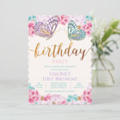 ANY AGE - Butterfly Birthday Invitation (Standing Front)