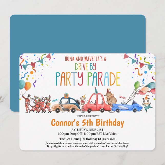 ANY AGE - Car Birthday Party Boy Birthday Party Invitation (Front/Back)