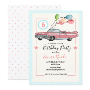 ANY AGE - Car Girl Birthday Party Invitation