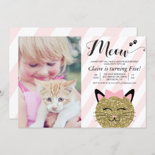 ANY AGE - Cat Kitten Photo Birthday Invitation
