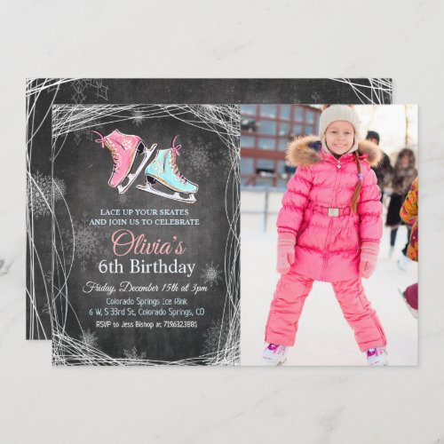 ANY AGE _ Chalk Ice Skating Birthday Invitation