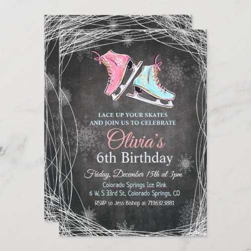 ANY AGE _ Chalk Ice Skating Birthday Invitation