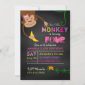 Any Age Chalkboard Little Monkey Girl Birthday Invitation (Front)