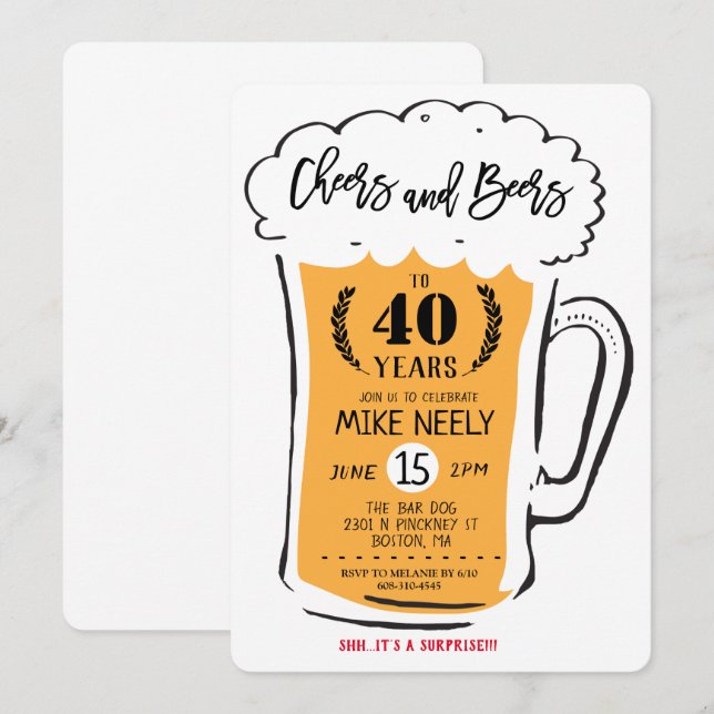 ANY AGE - Cheers and Beers Birthday Invitation (Front/Back)