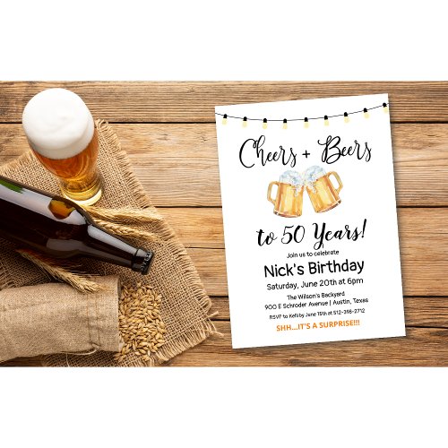 ANY AGE _ Cheers and Beers Birthday Invitation