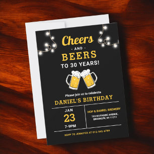 Any Age Cheers And Beers Birthday Party Invitation