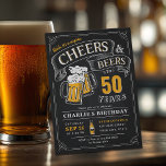 Any Age Cheers And Beers Surprise Birthday Invitation<br><div class="desc">Stylish cheers and beers to 50 years typography design in charcoal board black,  gold and white,  Custom it with your own party information,  fun and unique,  great for surprise any age adult birthday invitation for men,  or anniversary party invitations for any occasion.</div>